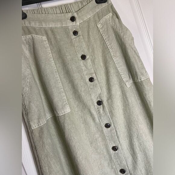 Universal Thread Women's Button-Front Utility A-Line Midi Skirt - Green size xs - Picture 3 of 5